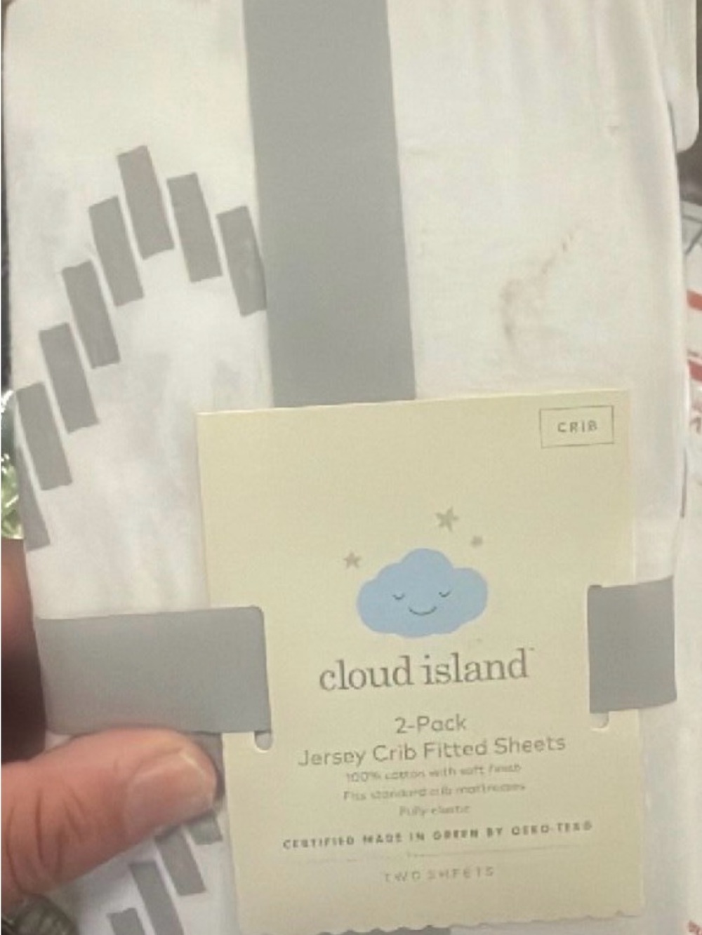 cloud island White & Gray Jersey Crib Sheets - 2 Pack